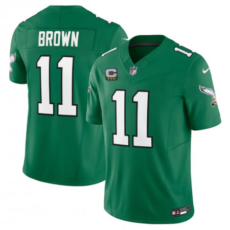 Youth Philadelphia Eagles #11 A. J. Brown Green 2023 F.U.S.E. With C Patch Stitched Football Jersey