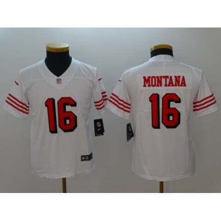 Youth NFL San Francisco 49ers #16 Joe Montana White Vapor Untouchable Limited Stitched Jersey