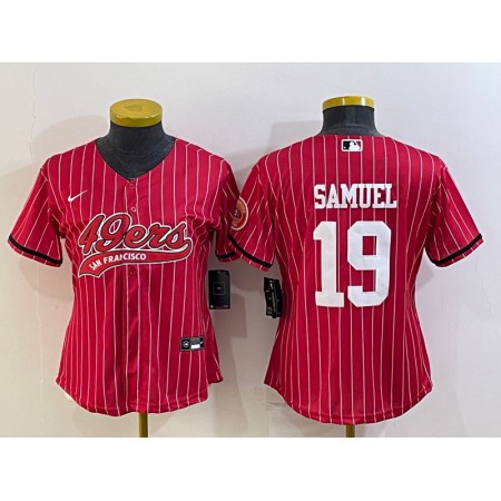 Youth San Francisco 49ers #19 Deebo Samuel Red With Patch Cool Base Stitched Baseball Jersey