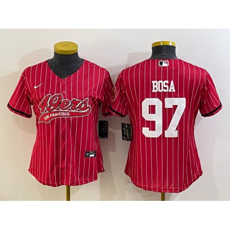 Youth San Francisco 49ers #97 Nick Bosa Red With Patch Cool Base Stitched Baseball Jersey