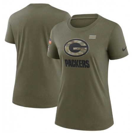 Women's Green Bay Packers Olive 2021 Salute To Service T-Shirt (Run Small)