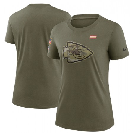 Women's Kansas City Chiefs Olive 2021 Salute To Service T-Shirt (Run Small)