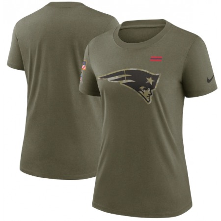 Women's New England Patriots Olive 2021 Salute To Service T-Shirt (Run Small)