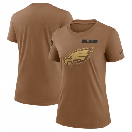 Women's Philadelphia Eagles 2023 Brown Salute To Service Legend Performance T-Shirt(Run Small)