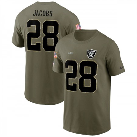 Men's Las Vegas Raiders #28 Josh Jacobs 2022 Olive Salute to Service T-Shirt