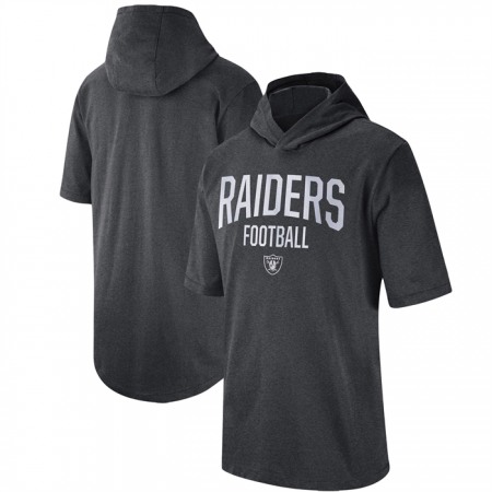 Men's Las Vegas Raiders Heathered Charcoal Sideline Training Hoodie Performance T-Shirt