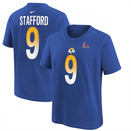 Men's Los Angeles Rams #9 Matthew Stafford 2022 Royal Super Bowl LVI Champions T-Shirt