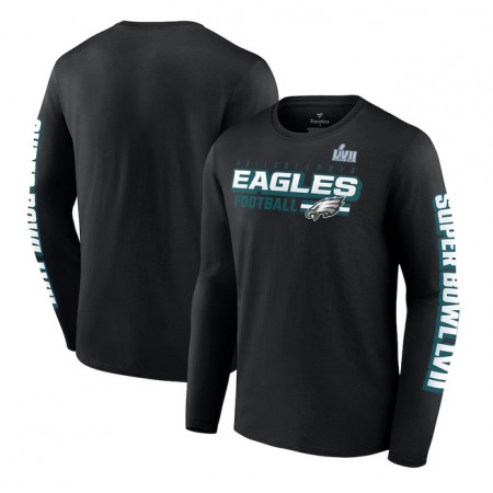 Men's Philadelphia Eagles Black Super Bowl LVII Star Trail Long Sleeve T-Shirt