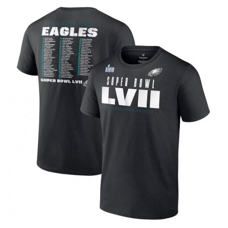 Men's Philadelphia Eagles Black Super Bowl LVII Varsity Roster T-Shirt