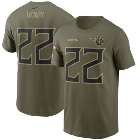 Men's Tennessee Titans #22 Derrick Henry 2021 Olive Salute To Service Legend Performance T-Shirt