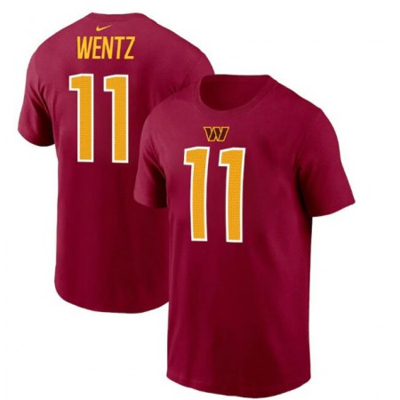 Men's Washington Commanders #11 Carson Wentz 2022 Red Name & Number T-Shirt