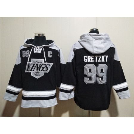 Men's Los Angeles Kings #99 Wayne Gretzky Black Ageless Must-Have Lace-Up Pullover Hoodie