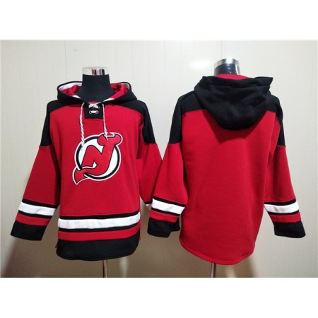 Men's New Jersey Devils Blank Red Ageless Must-Have Lace-Up Pullover Hoodie