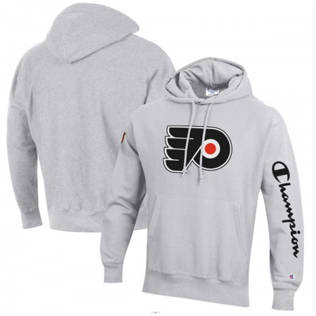 Men's Philadelphia Flyers Champion Heathered Gray Reverse Weave Pullover Hoodie