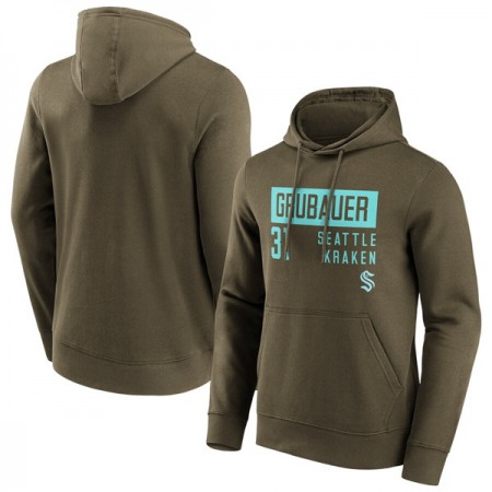 Men's Seattle Kraken #31 Philipp Grubauer Green Name & Number Hoodie