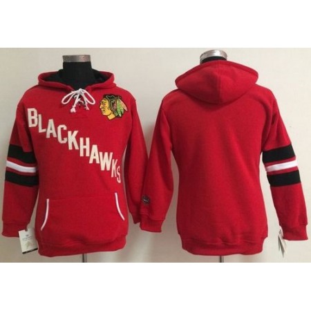 Chicago Blackhawks Blank Red Women's Old Time Heidi NHL Hoodie