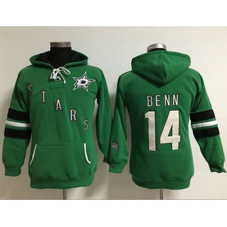 Dallas Stars #14 Jamie Benn Green Women's Old Time Heidi Hoodie NHL Hoodie