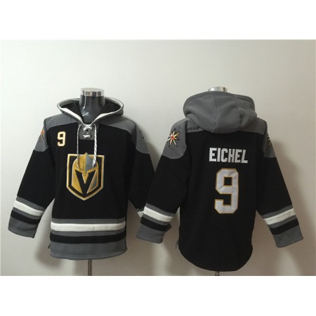 Men's Vegas Golden Knights #9 Jack Eichel Black Ageless Must-Have Lace-Up Pullover Hoodie