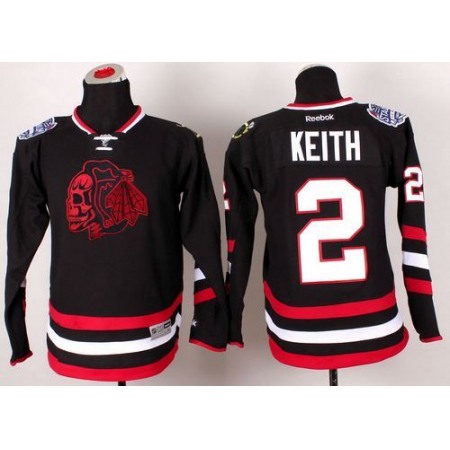 Blackhawks #2 Duncan Keith Black(Red Skull) 2014 Stadium Series Stitched Youth NHL Jersey