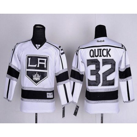 Kings #32 Jonathan Quick White Road Stitched Youth NHL Jersey