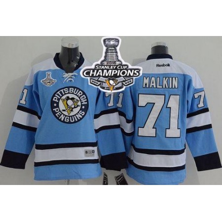 Penguins #71 Evgeni Malkin Blue 2016 Stanley Cup Champions Stitched Youth NHL Jersey