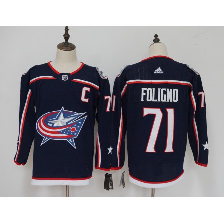 Men's Adidas Columbus Blue Jackets #71 Nick Foligno Navy Stitched NHL Jersey