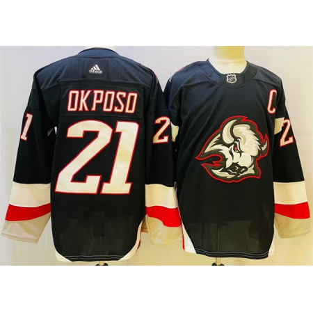 Men's Buffalo Sabres #21 Kyle Okposo 2022-23 Black Stitched Jersey