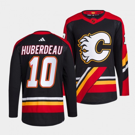 Men's Calgary Flames #10 Jonathan Huberdeau Black 2022-23 Reverse Retro Stitched Jersey