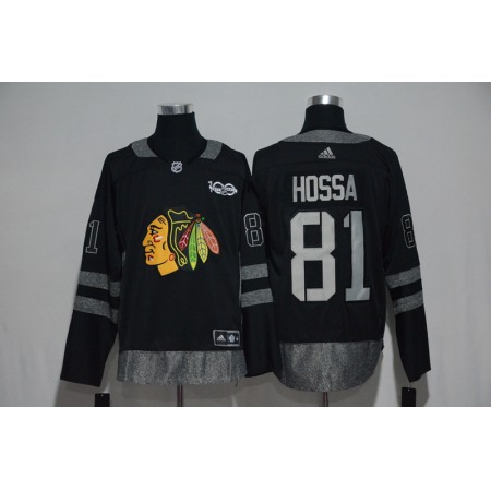 Chicago Blackhawks #81 Marian Hossa Black Men's 1917-2017 100th Anniversary Stitched NHL Jersey