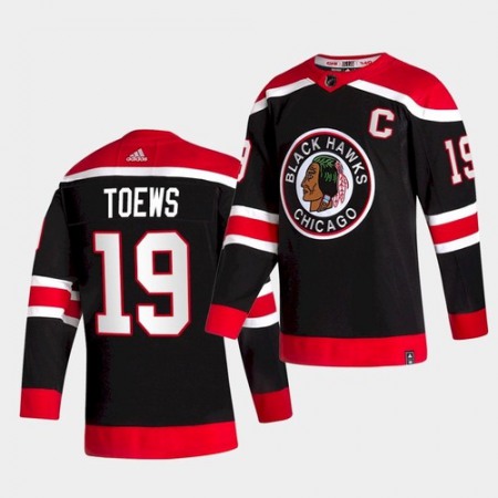 Men's Chicago Blackhawks #19 Jonathan Toews 2020-21 Black Reverse Retro Stitched Jersey