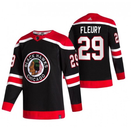 Men's Chicago Blackhawks #29 Marc-Andre Fleury 2020-21 Black Reverse Retro Stitched Jersey