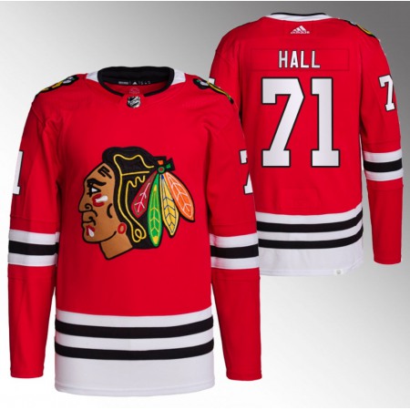 Men's Chicago Blackhawks #71 Taylor Hall Red Stitched Hockey Jersey