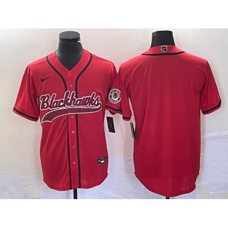 Men's Chicago Blackhawks Blank Red Cool Base Stitched Baseball Jersey