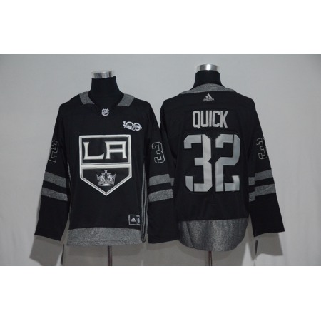 Los Angeles Kings #32 Jonathan Quick Black Men's 1917-2017 100th Anniversary Stitched NHL Jersey