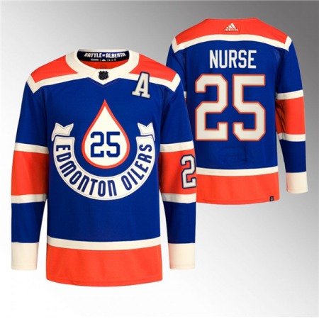 Men's Edmonton Oilers #25 Darnell Nurse 2023 Royal Heritage Classic Primegreen Stitched Jersey