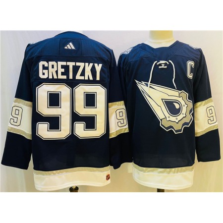 Men's Edmonton Oilers #99 Wayne Gretzky Navy/White Stitched Jersey