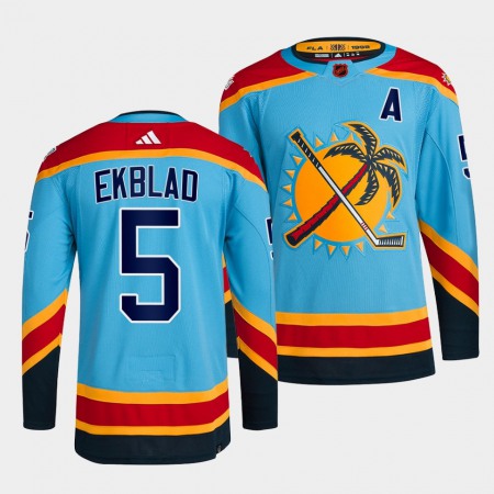 Men's Florida Panthers #5 Aaron Ekblad Blue 2022-23 Reverse Retro Stitched Jersey