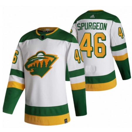 Men's Minnesota Wild #46 Jared Spurgeon 2021 White Reverse Retro Stitched Jersey