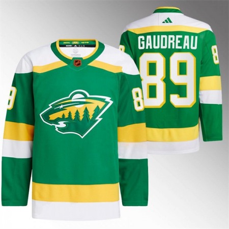 Men's Minnesota Wild #89 Frederick Gaudreau Green 2022-23 Reverse Retro Stitched Jersey