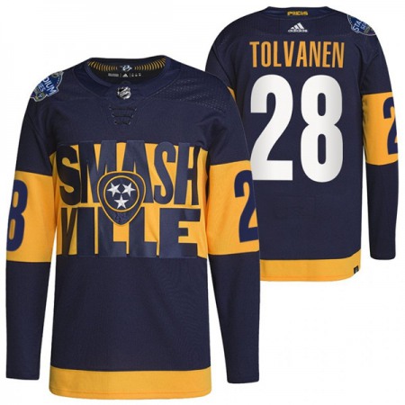 Men's Nashville Predators #28 Eeli Tolvanen 2022 Navy Stadium Series Breakaway Player Stitched Jersey