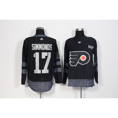 Men's Adidas Philadelphia Flyers #17 Wayne Simmonds Black 1917-2017 100th Anniversary Stitched NHL Jersey