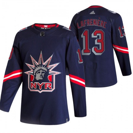 Men's New York Rangers #13 Alexis Lafreniere 2021 Navy Reverse Retro Stitched Jersey