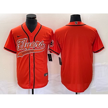 Men's Philadelphia Flyers Blank Orange Cool Base Stitched Baseball Jersey