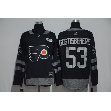 Philadelphia Flyers #53 Shayne Gostisbehere Black Men's 1917-2017 100th Anniversary Stitched NHL Jersey