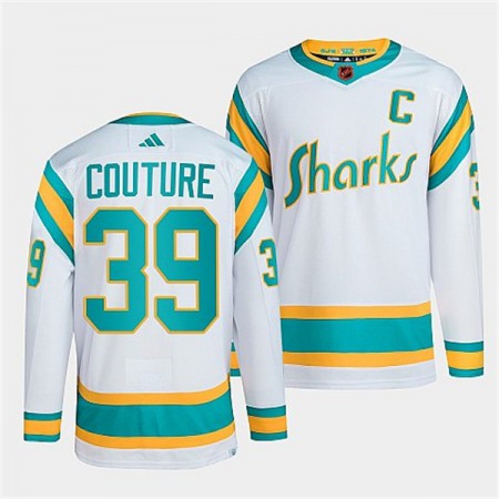 Men's San Jose Sharks #39 Logan Couture White 2022-23 Reverse Retro Stitched Jersey