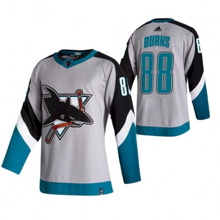 Men's San Jose Sharks #88 Brent Burns Grey 2021 White Reverse Retro Stitched Jersey