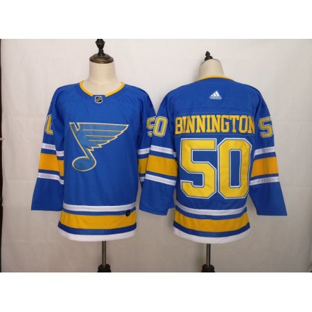 Men's St. Louis Blues #50 Jordan Binnington Blue Stitched NHL Jersey