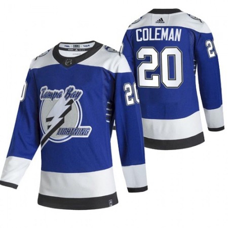 Men's Tampa Bay Lightning #20 Blake Coleman 2021 Blue Reverse Retro Stitched Jersey