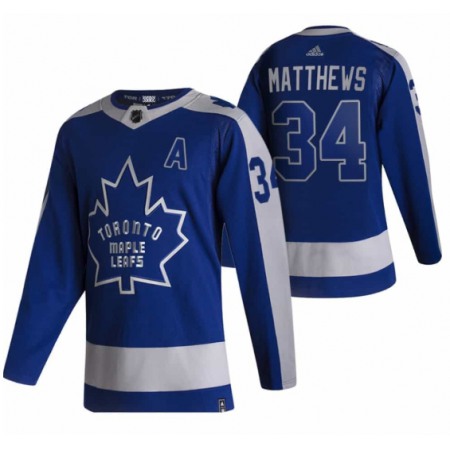 Men's Toronto Maple Leafs #34 Auston Matthews 2020/2021 Blue Reverse Retro Special Edition Stitched Jersey