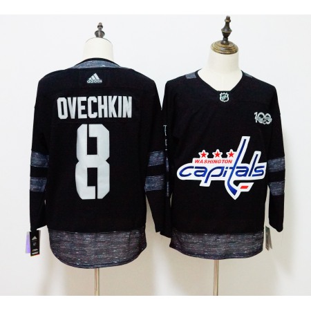 Men's Adidas Washington Capitals #8 Alexander Ovechkin Black 1917-2017 100th Anniversary Jersey